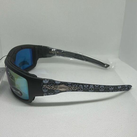 Choppers Mirrored Mens Skull Padded Biker Lens Sunglasses - Picture 2 of 3